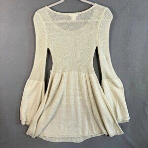 Venus Women's Sweater Dress Cream Bell Sleeve Scoop Neck Size XS NWT